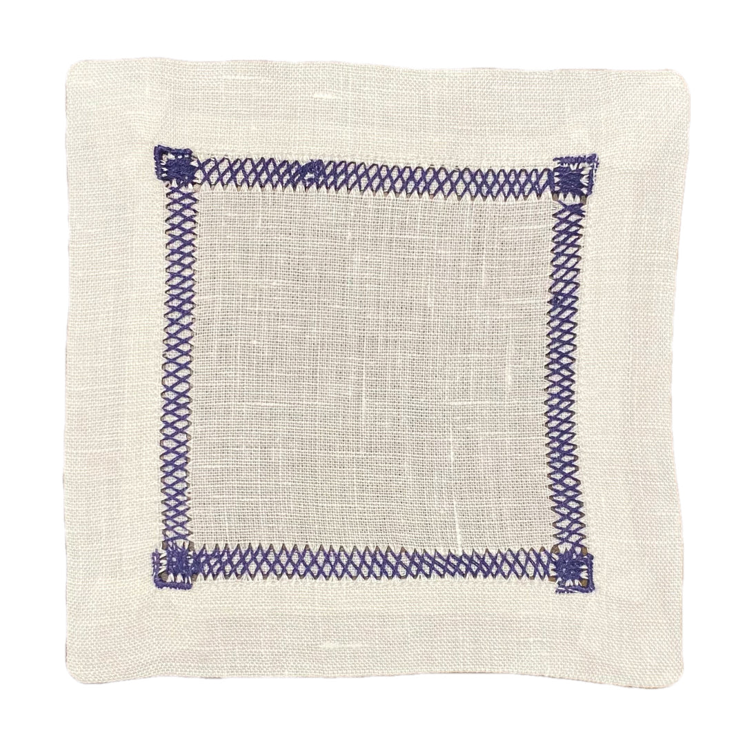 Navy Blue Zig Zag Cocktail Napkin