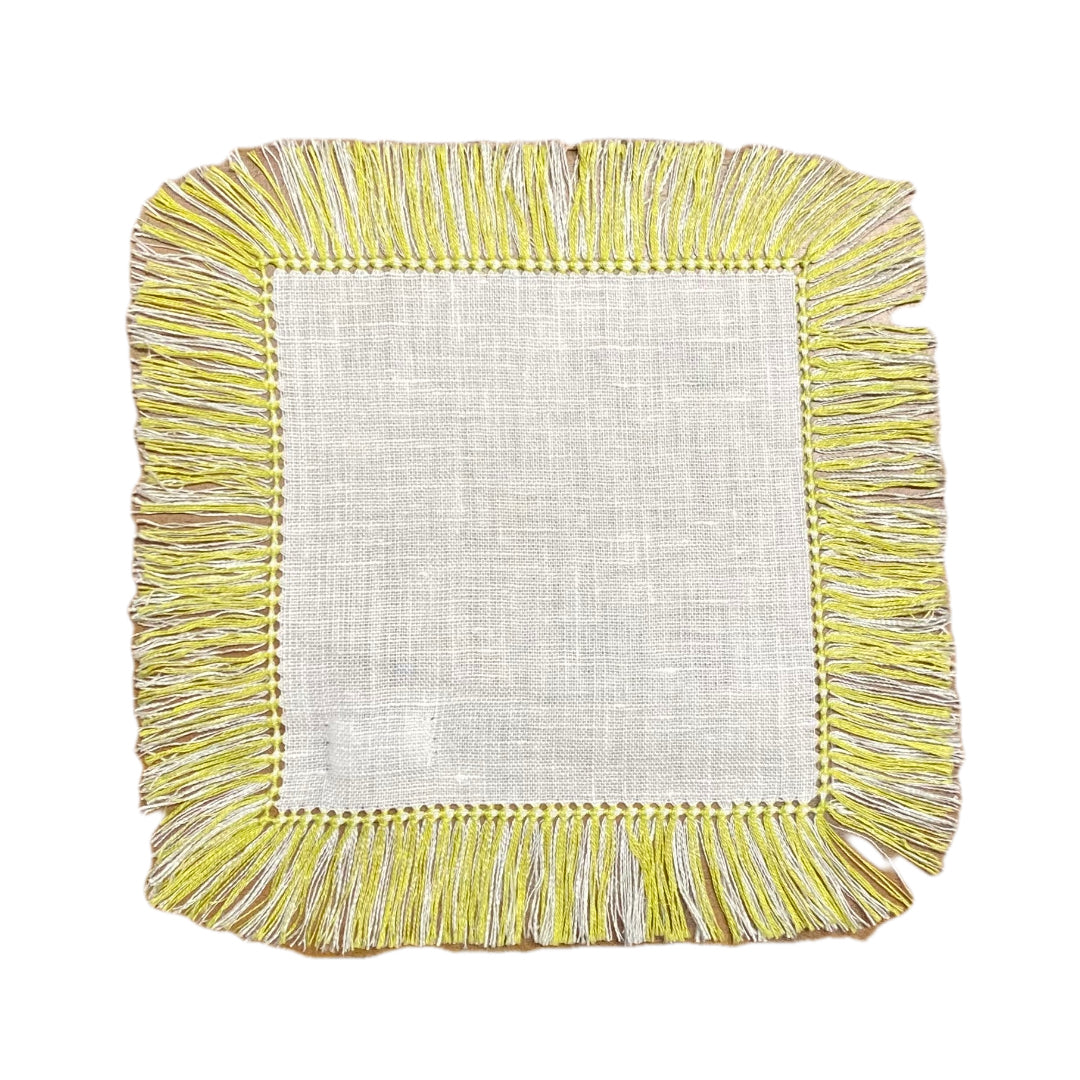 Apple Hand-Knotted Fringe Square Cocktail Napkin