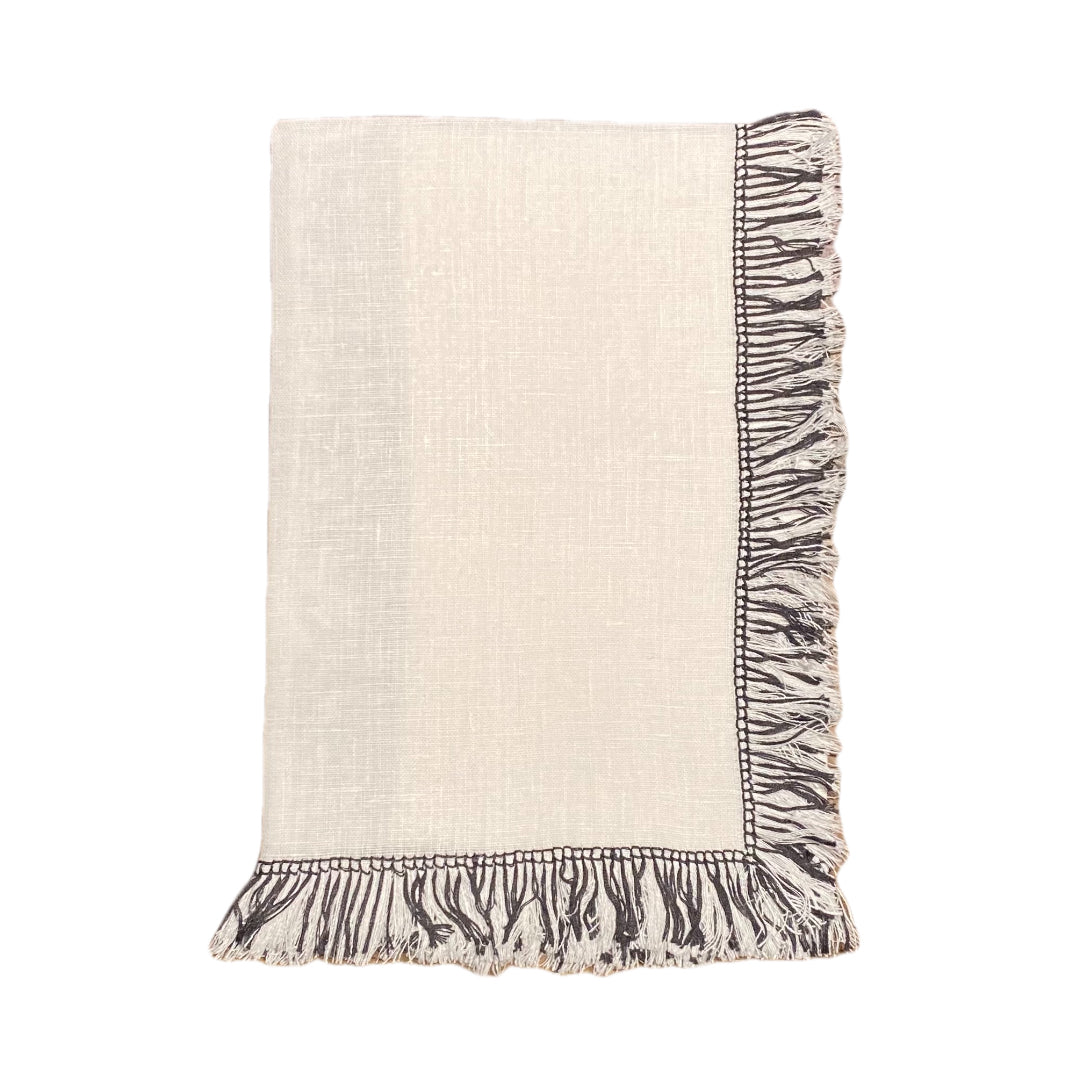 Black Hand Knotted Fringe Dinner Napkin