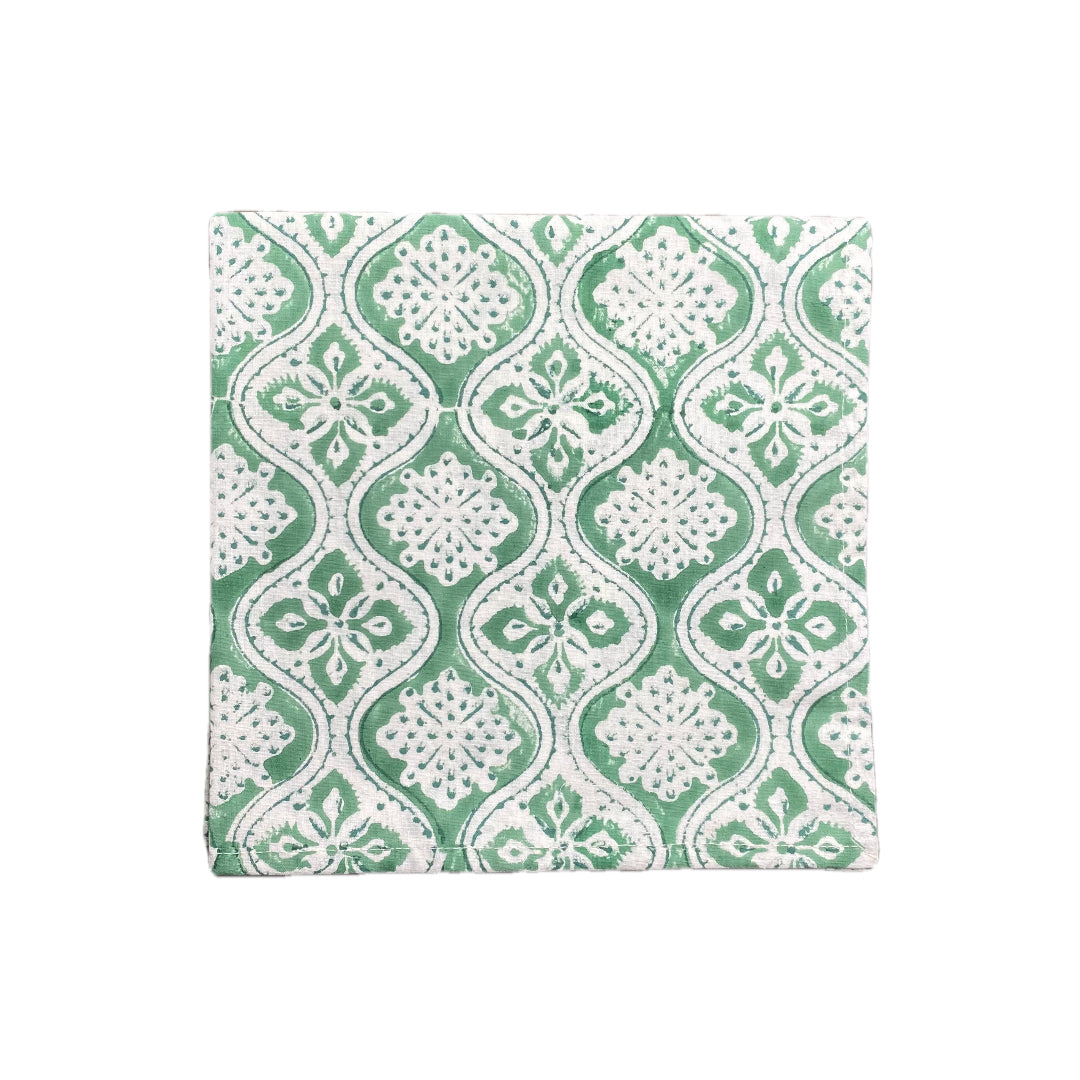 Block Print Soft Green Pattern Cloth Napkin