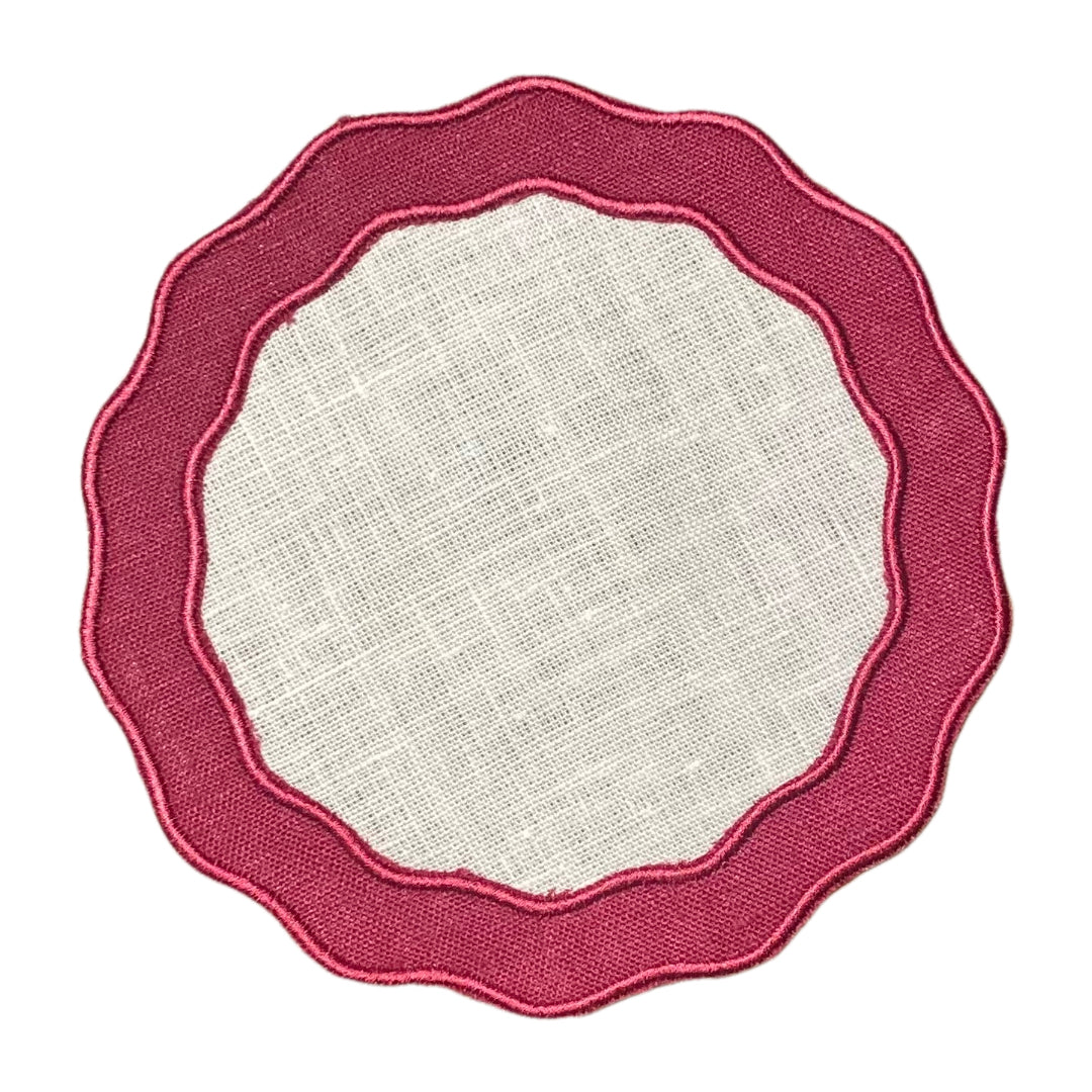Plum Round Applique Cocktail Napkin