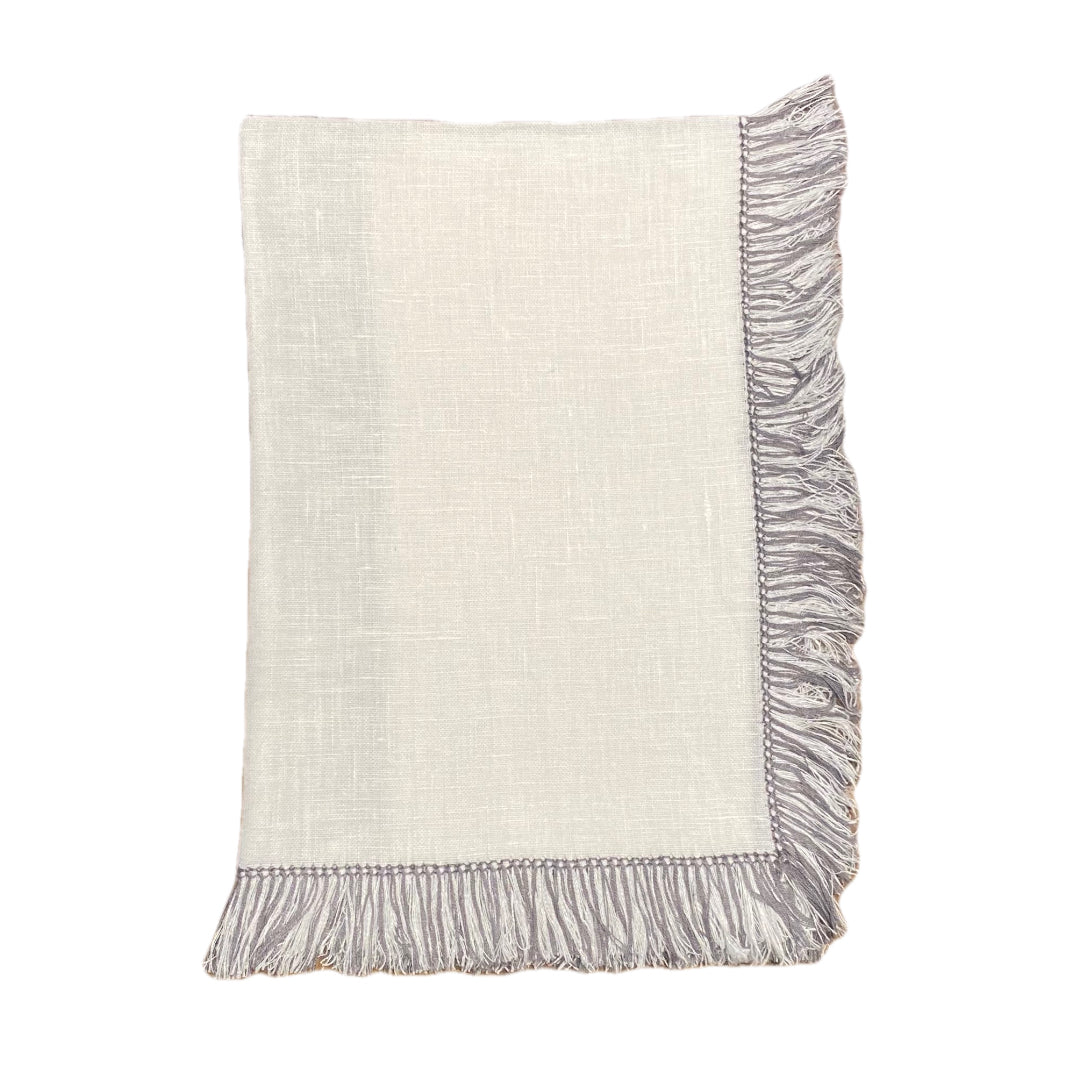 Gray Hand-Knotted Fringe Dinner Napkin