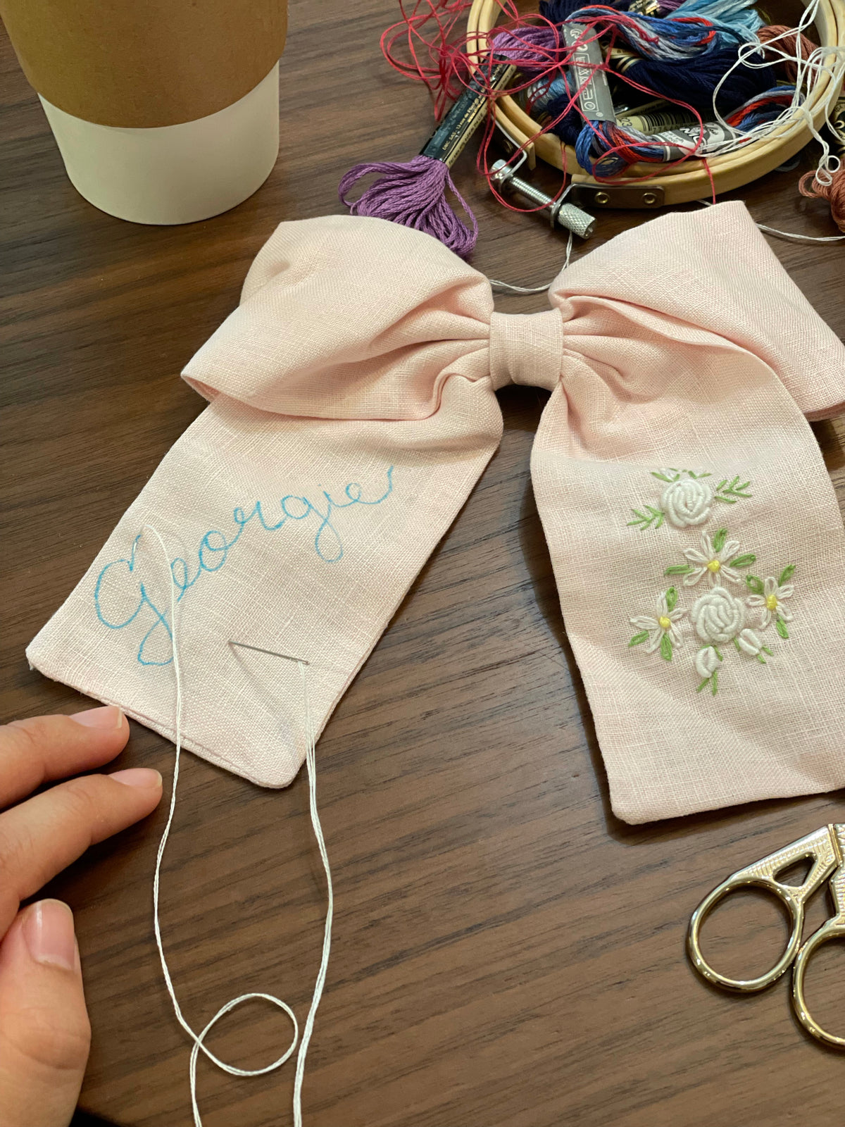 Pink Large Linen bow