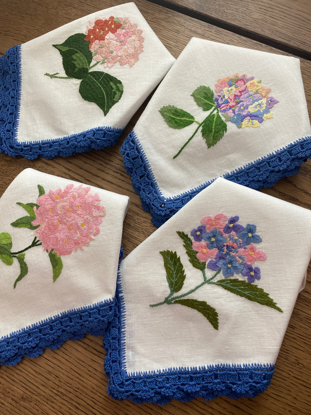 Hydrangea Dinner Napkins ~ Set of 4