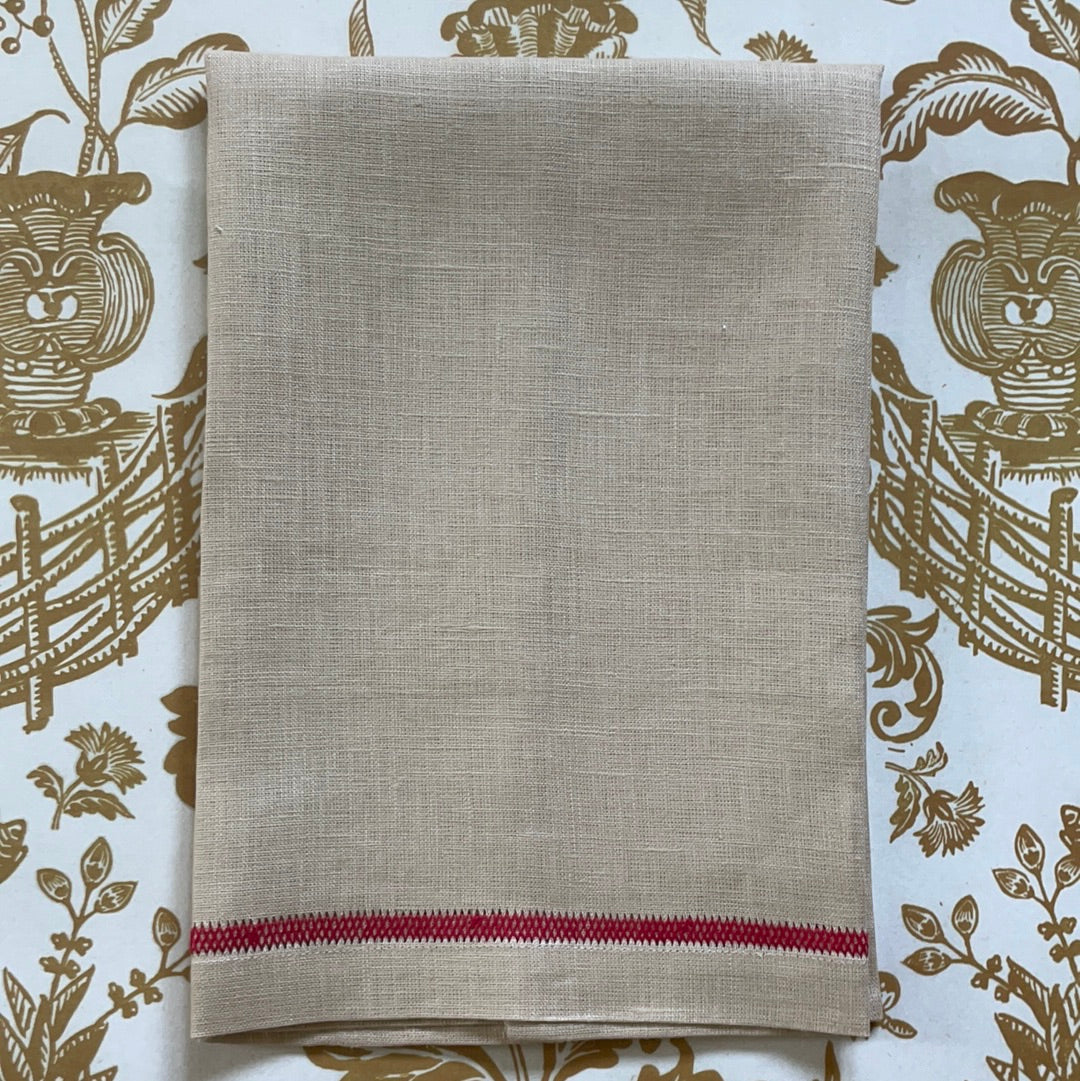 Natural with Red Zig Zag Hand Towel