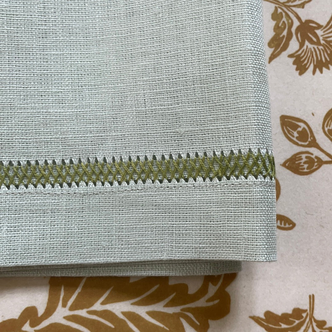 Olive on Mint Zig Zag Hand Towel