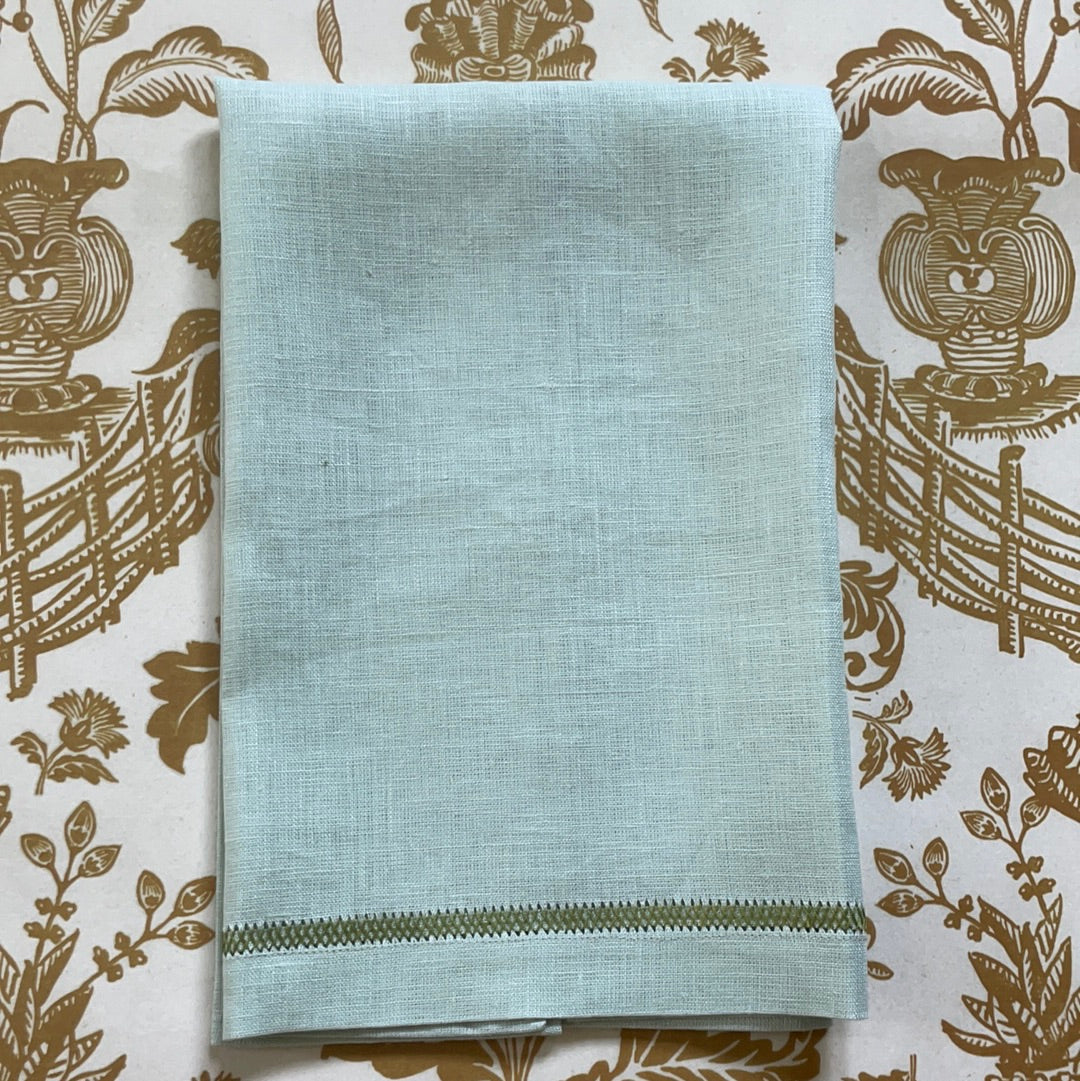 Olive on Mint Zig Zag Hand Towel