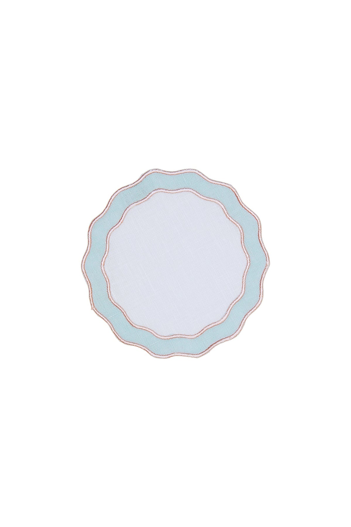 Set of Four Pink and Light Blue Round Appliqué
