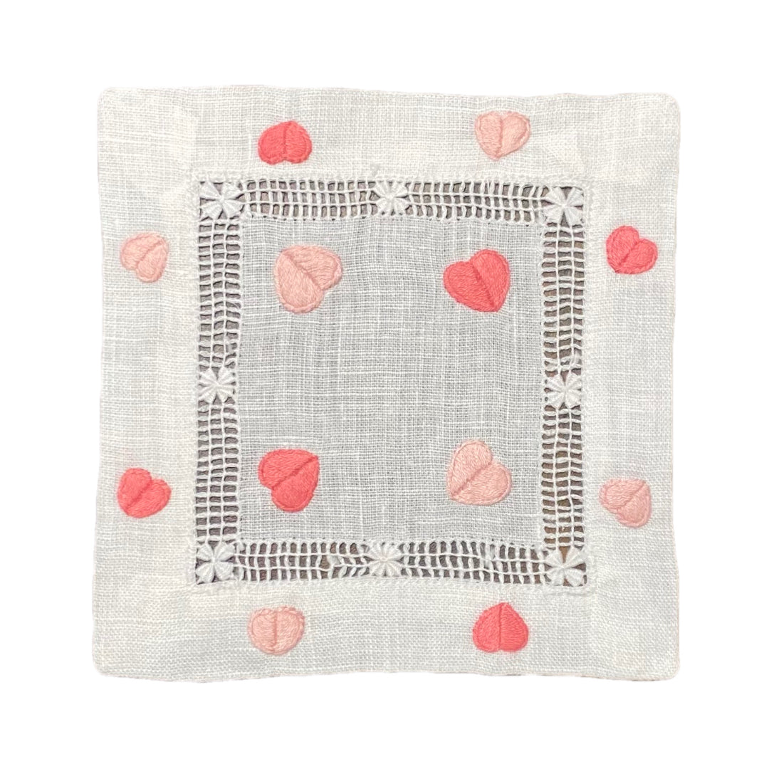 Pink and Blush Hearts Cocktail Napkin