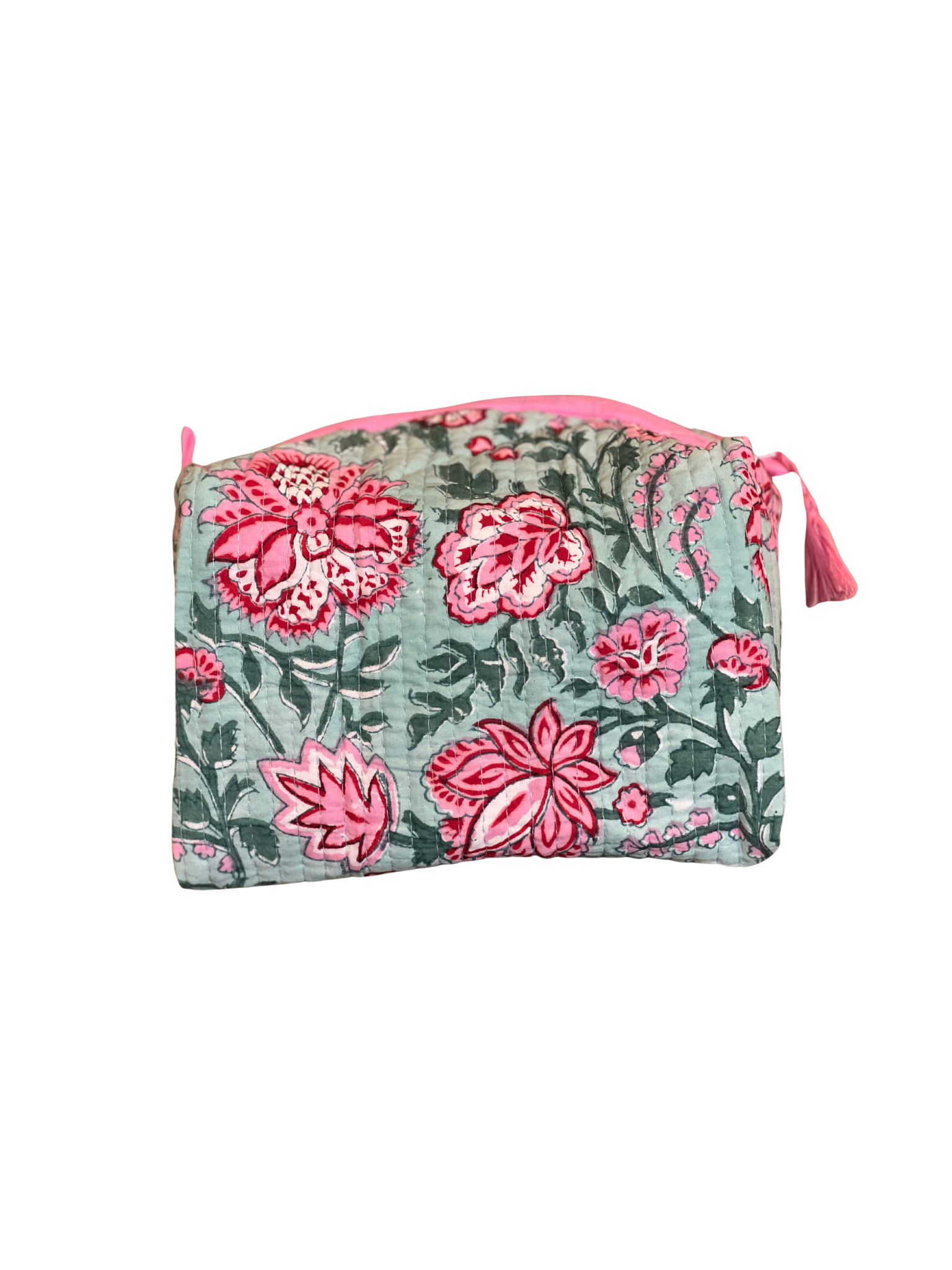 Pink Floral Makeup Bag