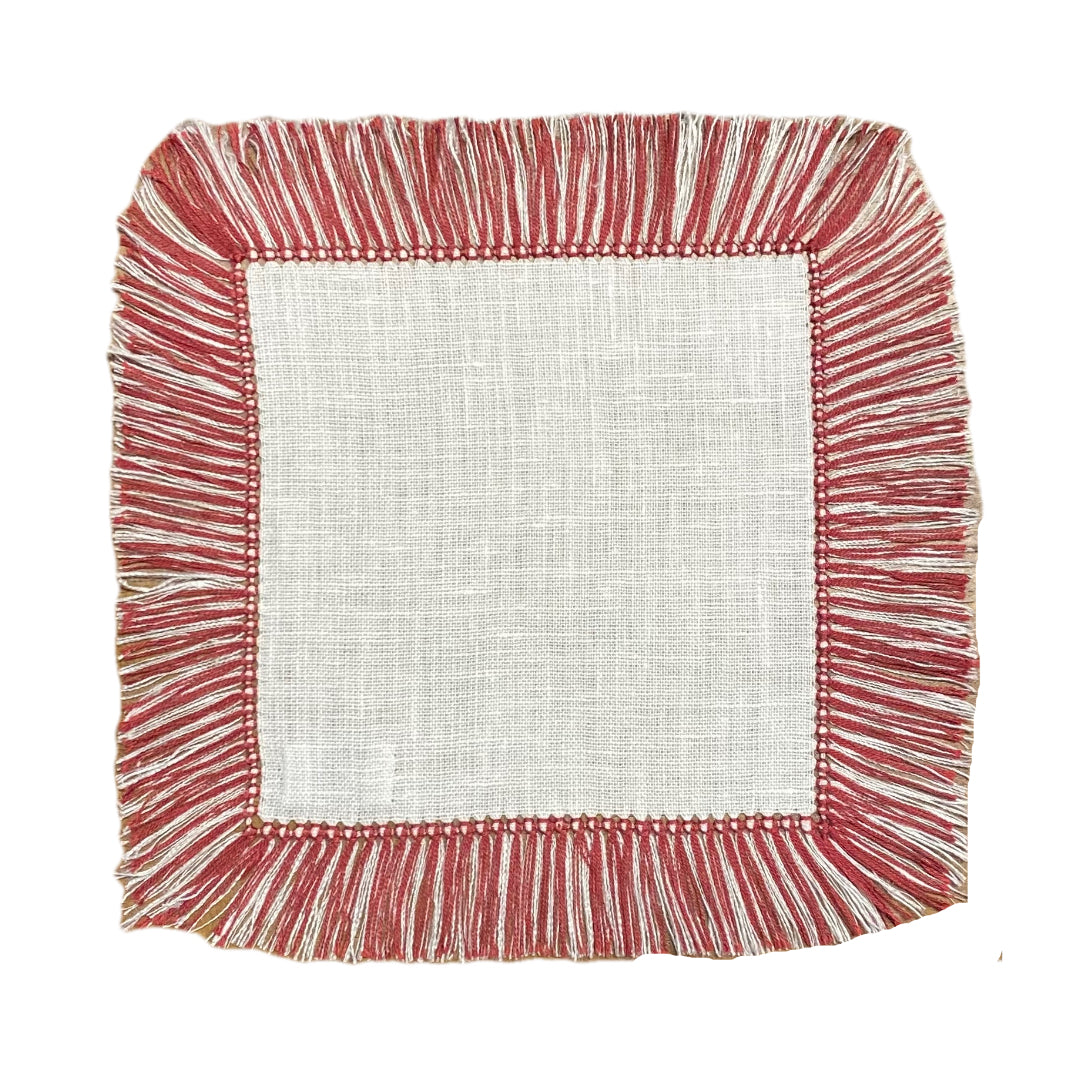 Plum Hand Knotted Fringe Cocktail Napkin