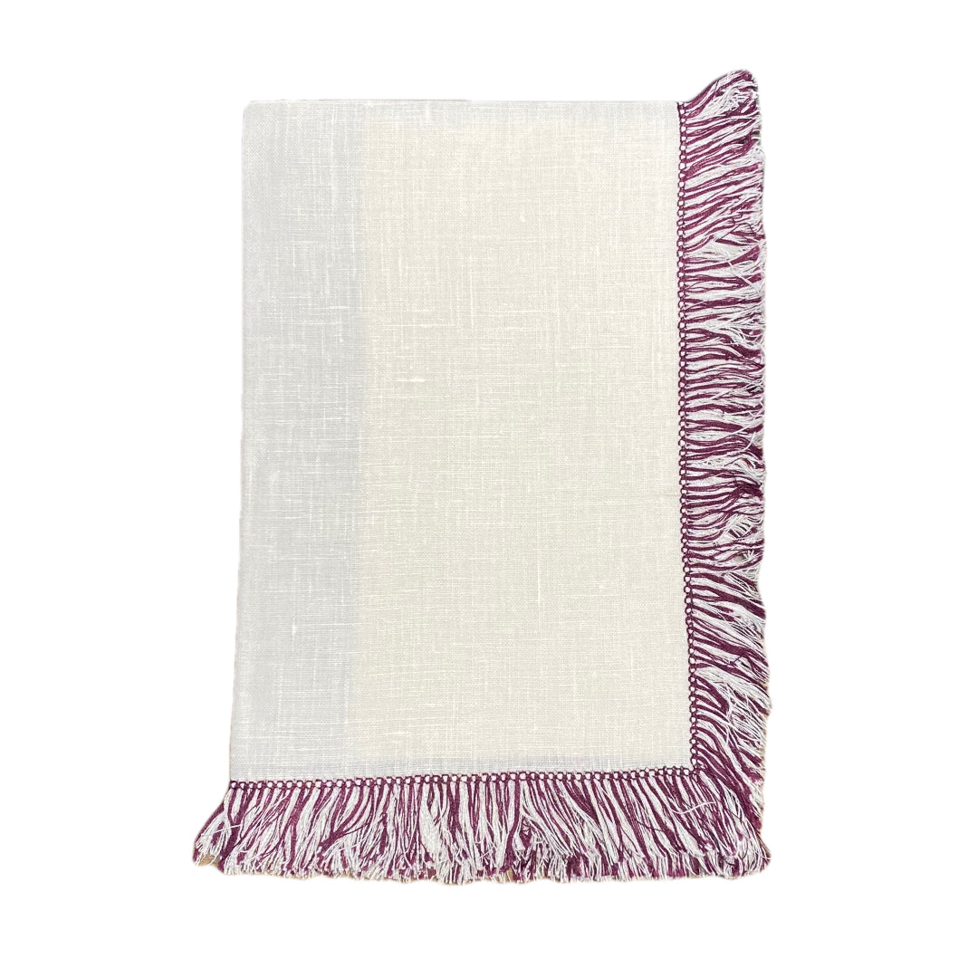 Plum Hand Knotted Fringe Dinner Napkin